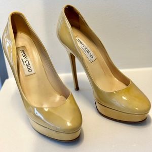 Jimmy Choo Beige Patent Leather Pumps